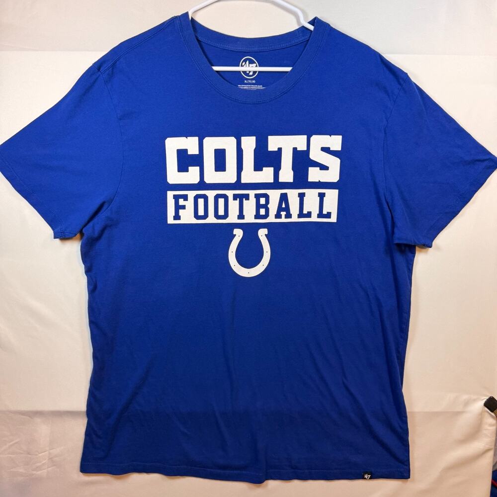 47 Brand Indianapolis Colts Football NFL Graphic T Shirt Blue Size XL
